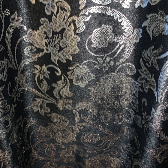 Vintage metallic gold lame’ foil on black slinky tunic night shirt L - Picture 12 of 15